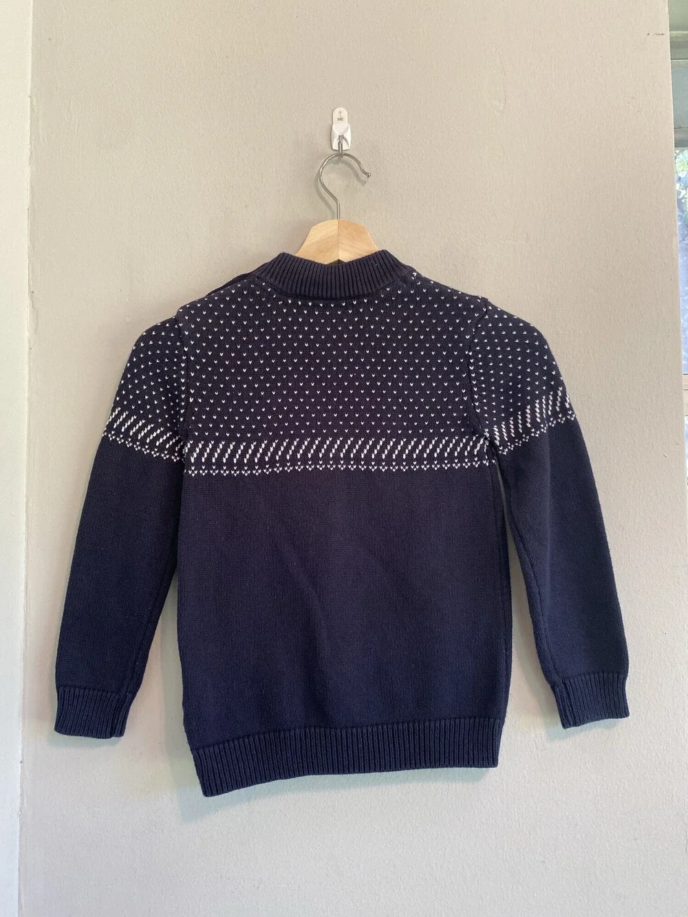 Okaidi Kids Navy White Fair Isle Cotton Sweater Size 8Y